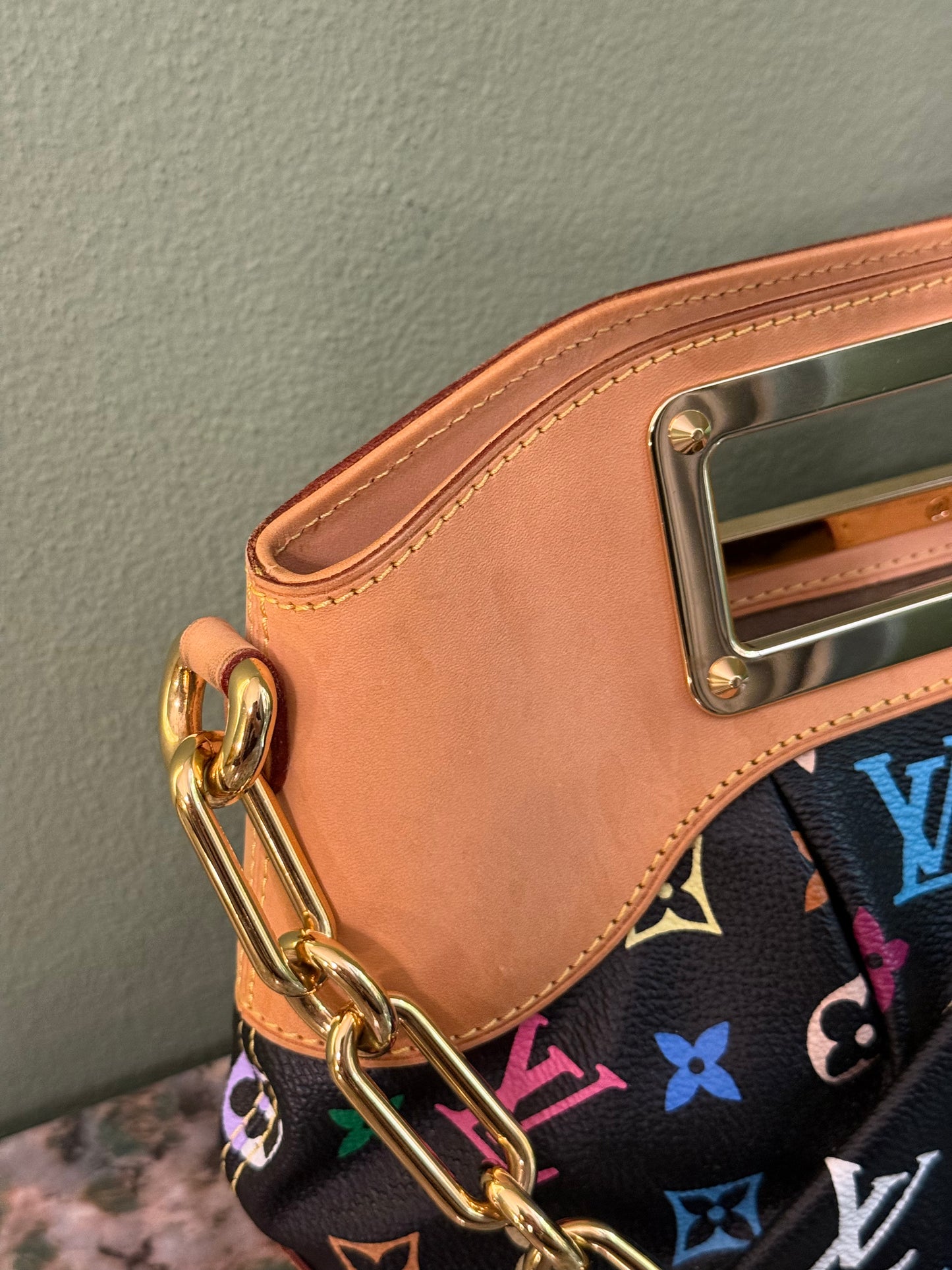 TAKASHI MURAKAMI X LOUIS VUITTON BLACK MULTICOLOR JUDY PM SHOULDER BAG