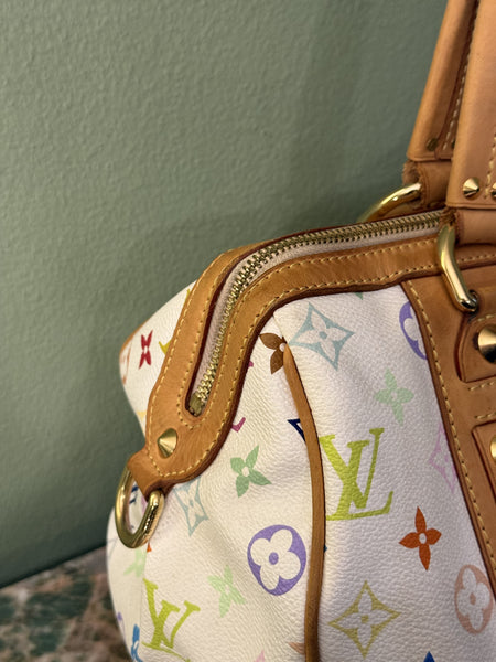 TAKASHI MURAKAMI X LOUIS VUITTON WHITE MULTICOLOR COURTNEY MM HANDBAG