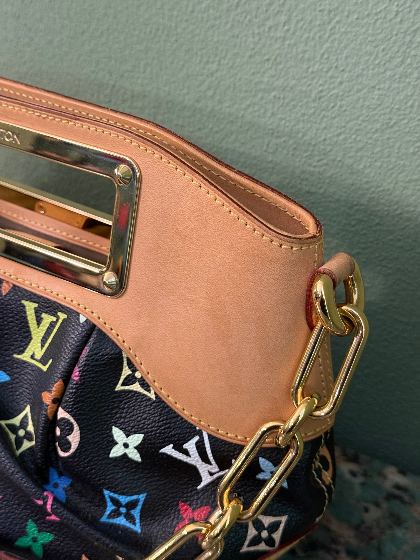 TAKASHI MURAKAMI X LOUIS VUITTON BLACK MULTICOLOR JUDY PM SHOULDER BAG
