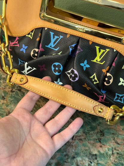 TAKASHI MURAKAMI X LOUIS VUITTON BLACK MULTICOLOR JUDY PM SHOULDER BAG
