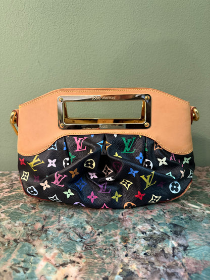 TAKASHI MURAKAMI X LOUIS VUITTON BLACK MULTICOLOR JUDY PM SHOULDER BAG