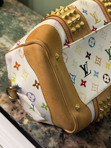 TAKASHI MURAKAMI X LOUIS VUITTON WHITE MULTICOLOR COURTNEY MM HANDBAG