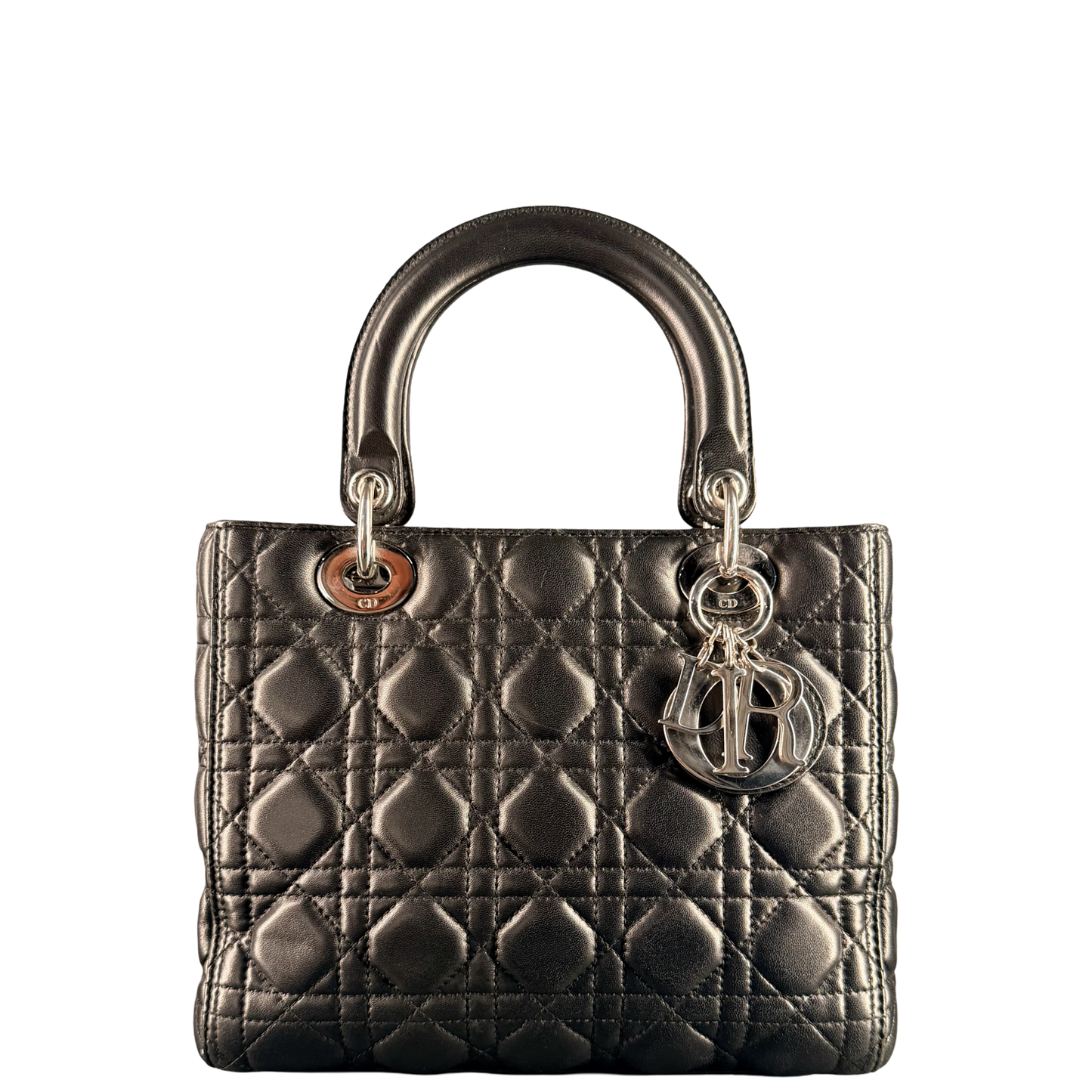 DIOR BLACK CANNAGE MEDIUM LADY DIOR HANDBAG