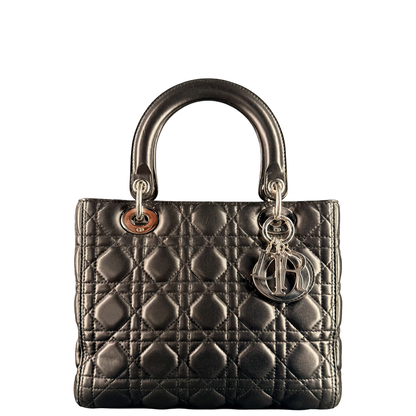DIOR BLACK CANNAGE MEDIUM LADY DIOR HANDBAG