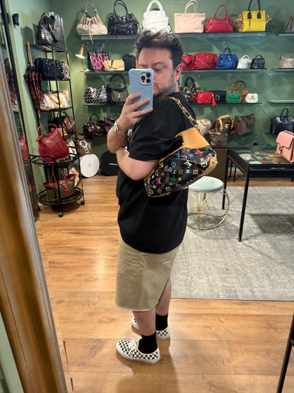 TAKASHI MURAKAMI X LOUIS VUITTON BLACK MULTICOLOR JUDY PM SHOULDER BAG