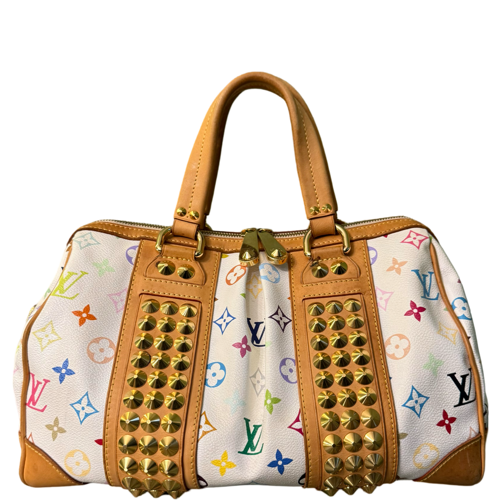 TAKASHI MURAKAMI X LOUIS VUITTON WHITE MULTICOLOR COURTNEY MM HANDBAG