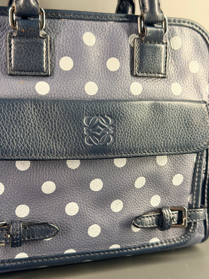 LOEWE NAVY BLUE POLKA DOTS CRUZ HANDBAG