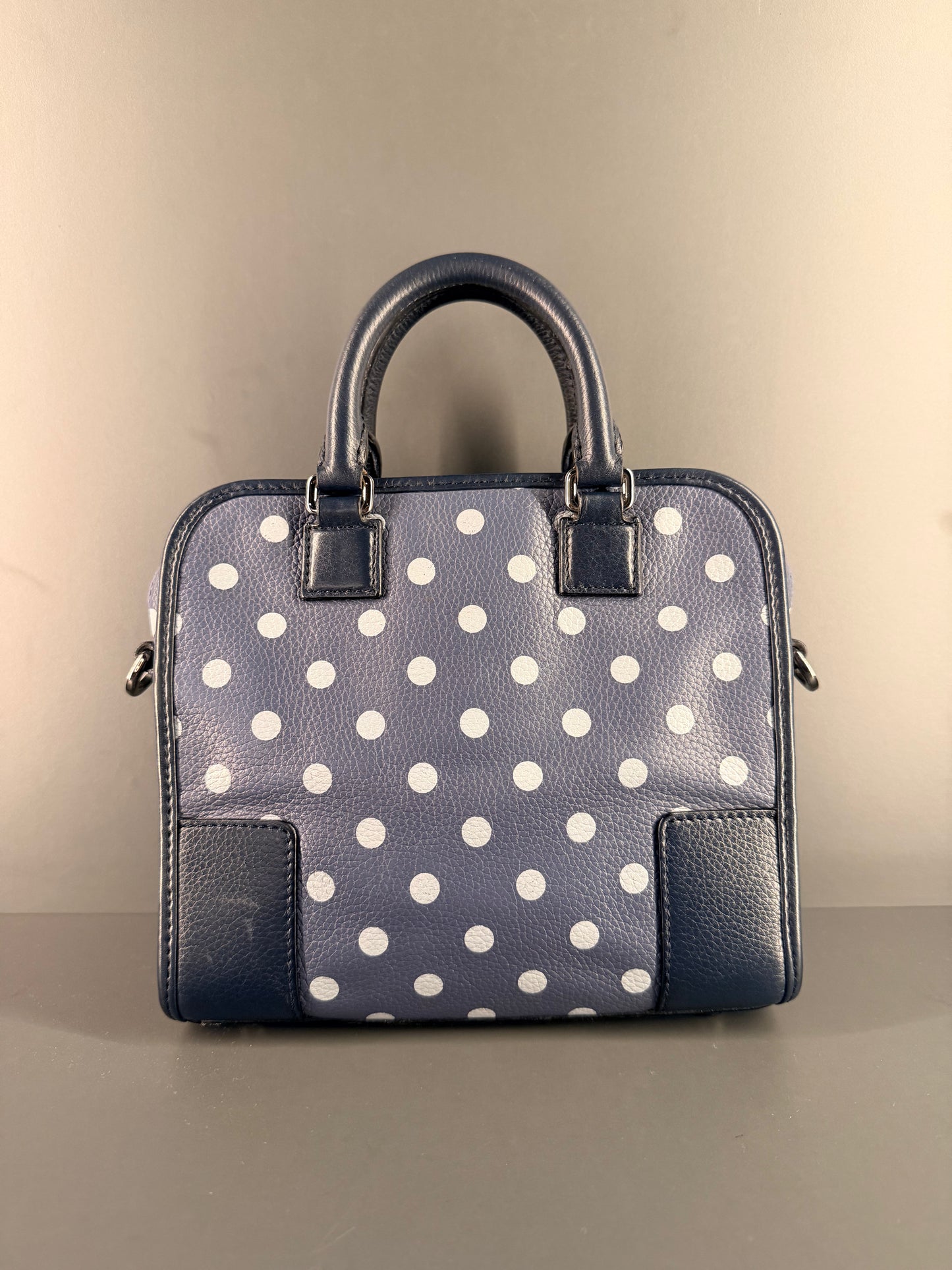 LOEWE NAVY BLUE POLKA DOTS CRUZ HANDBAG