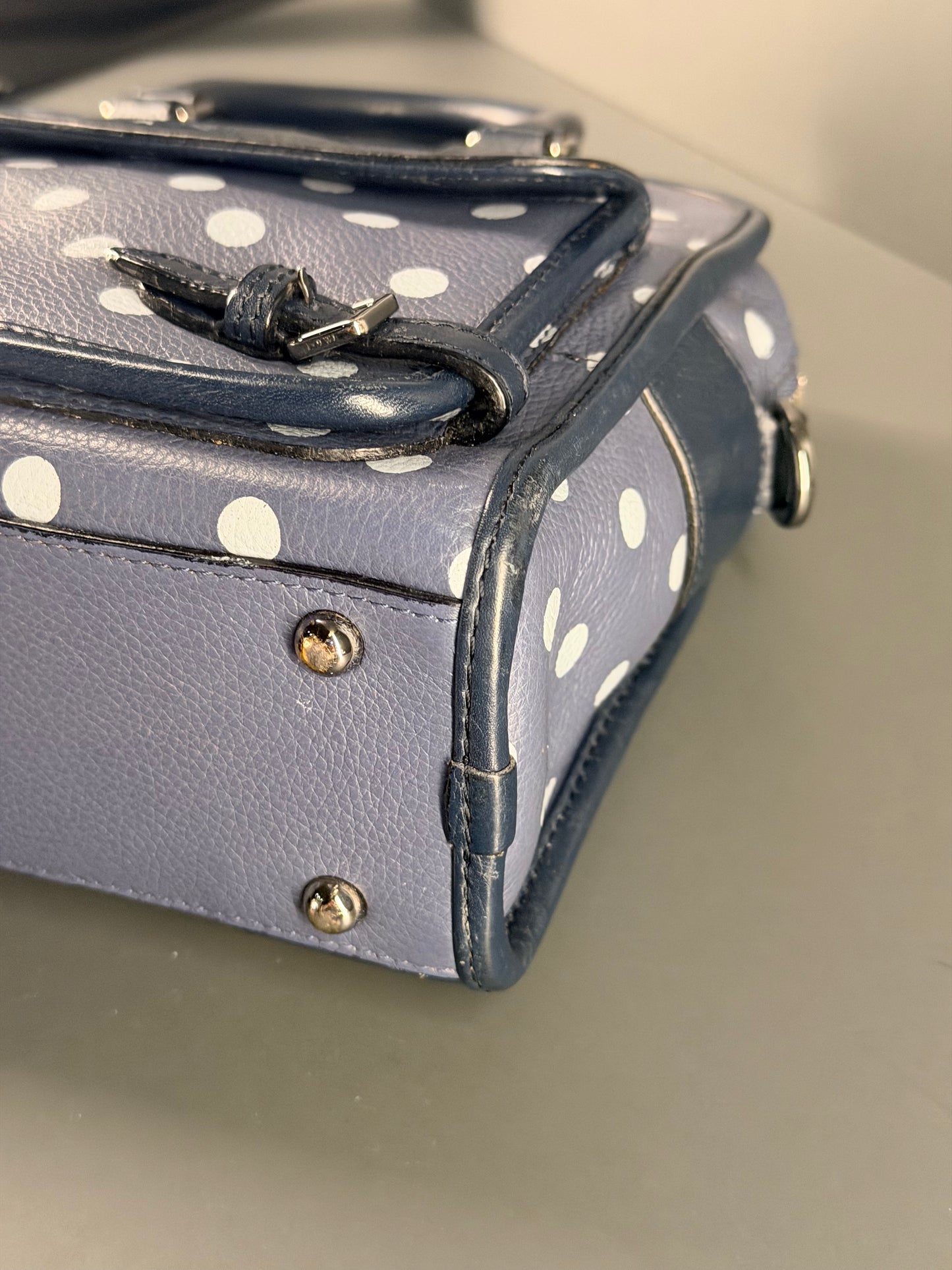 LOEWE NAVY BLUE POLKA DOTS CRUZ HANDBAG