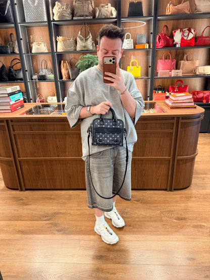 LOEWE NAVY BLUE POLKA DOTS CRUZ HANDBAG