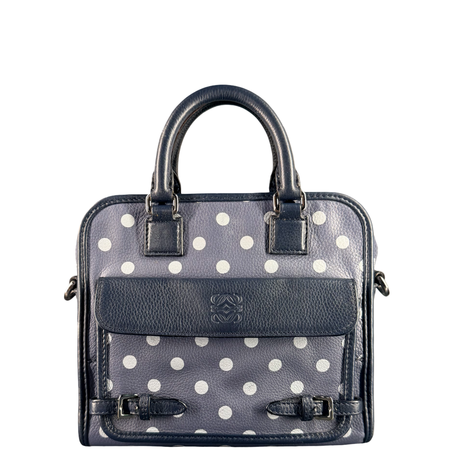 LOEWE NAVY BLUE POLKA DOTS CRUZ HANDBAG