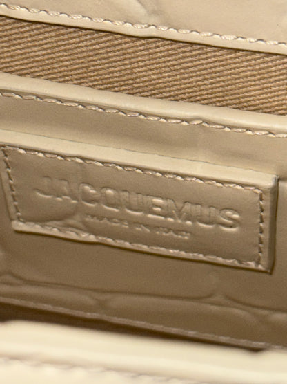 JAQUEMUS WHITE EMBOSSED CROCODILE LE GRAND BAMBINO CROSSBODY BAG