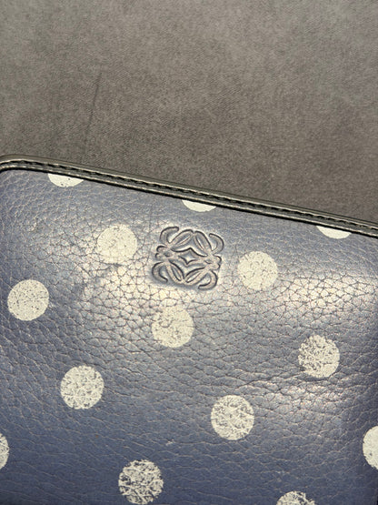 LOEWE NAVY POLKA DOTS SMALL CRUZ ZIPPY WALLET