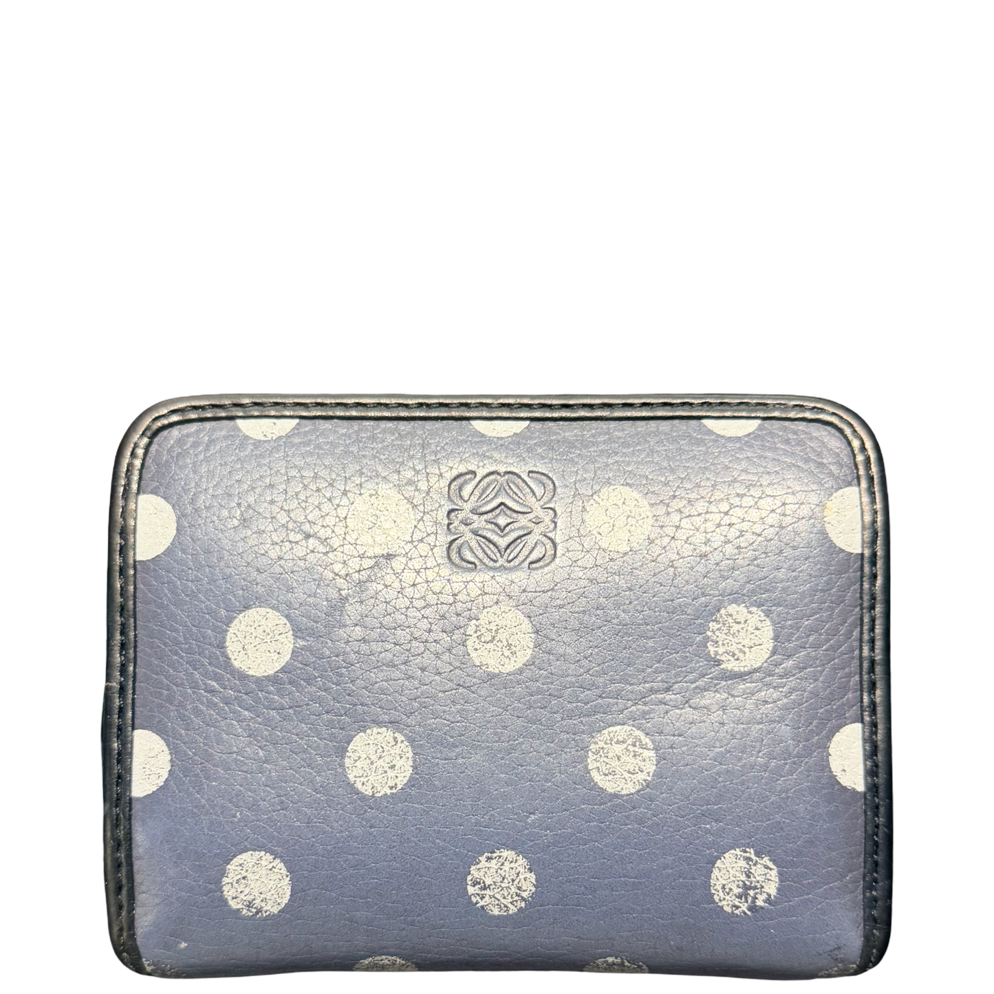 LOEWE NAVY POLKA DOTS SMALL CRUZ ZIPPY WALLET