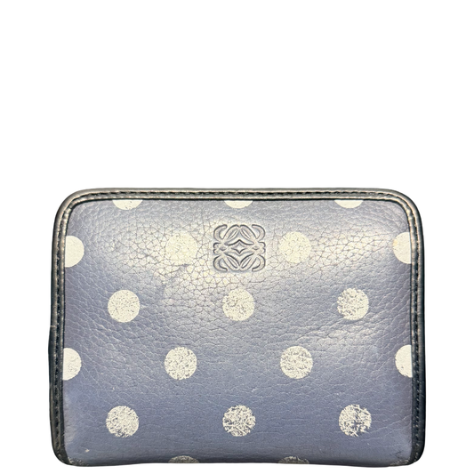 LOEWE NAVY POLKA DOTS SMALL CRUZ ZIPPY WALLET