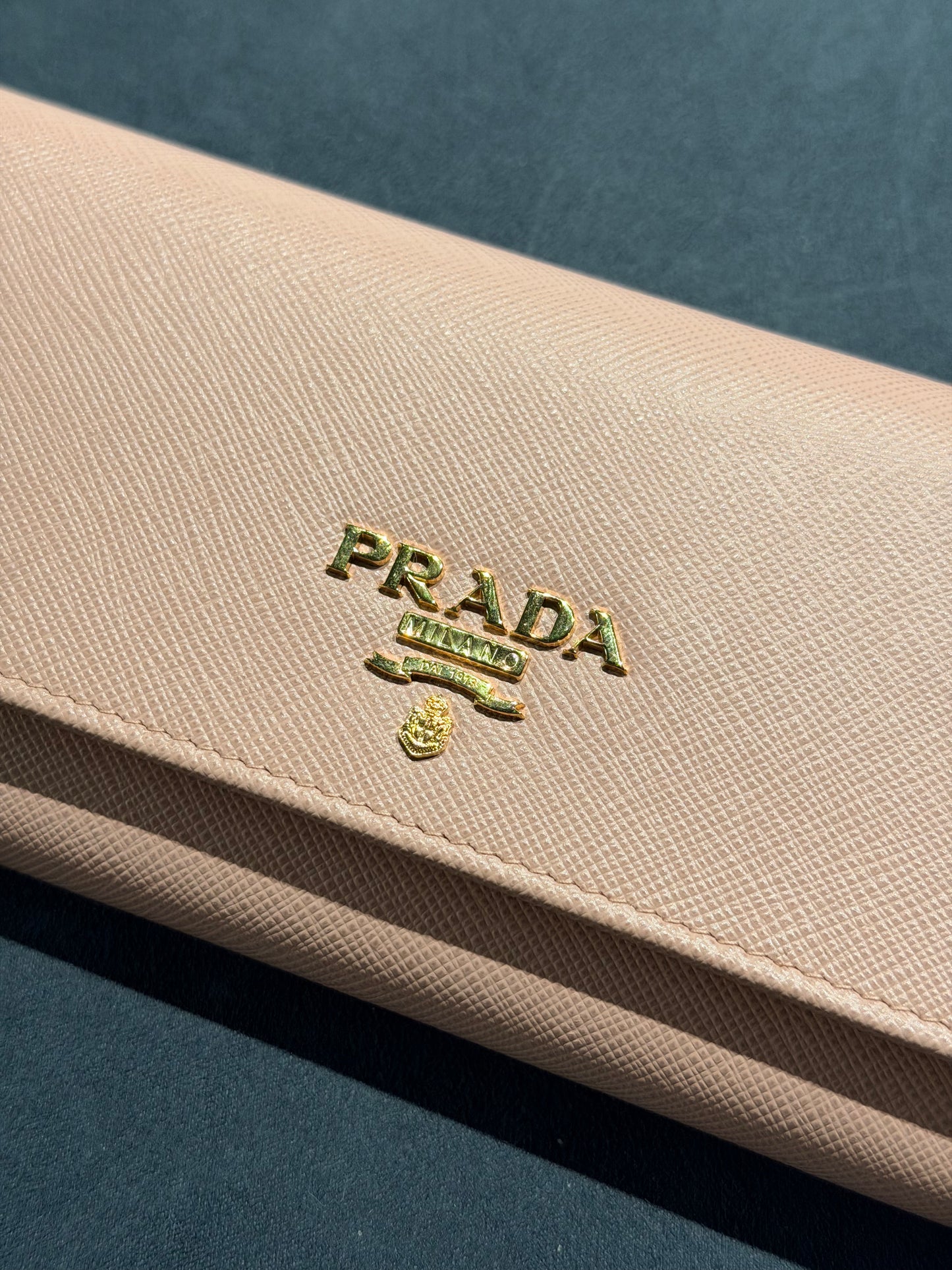 PRADA PINK SAFFIANO LONG FLAP WALLET