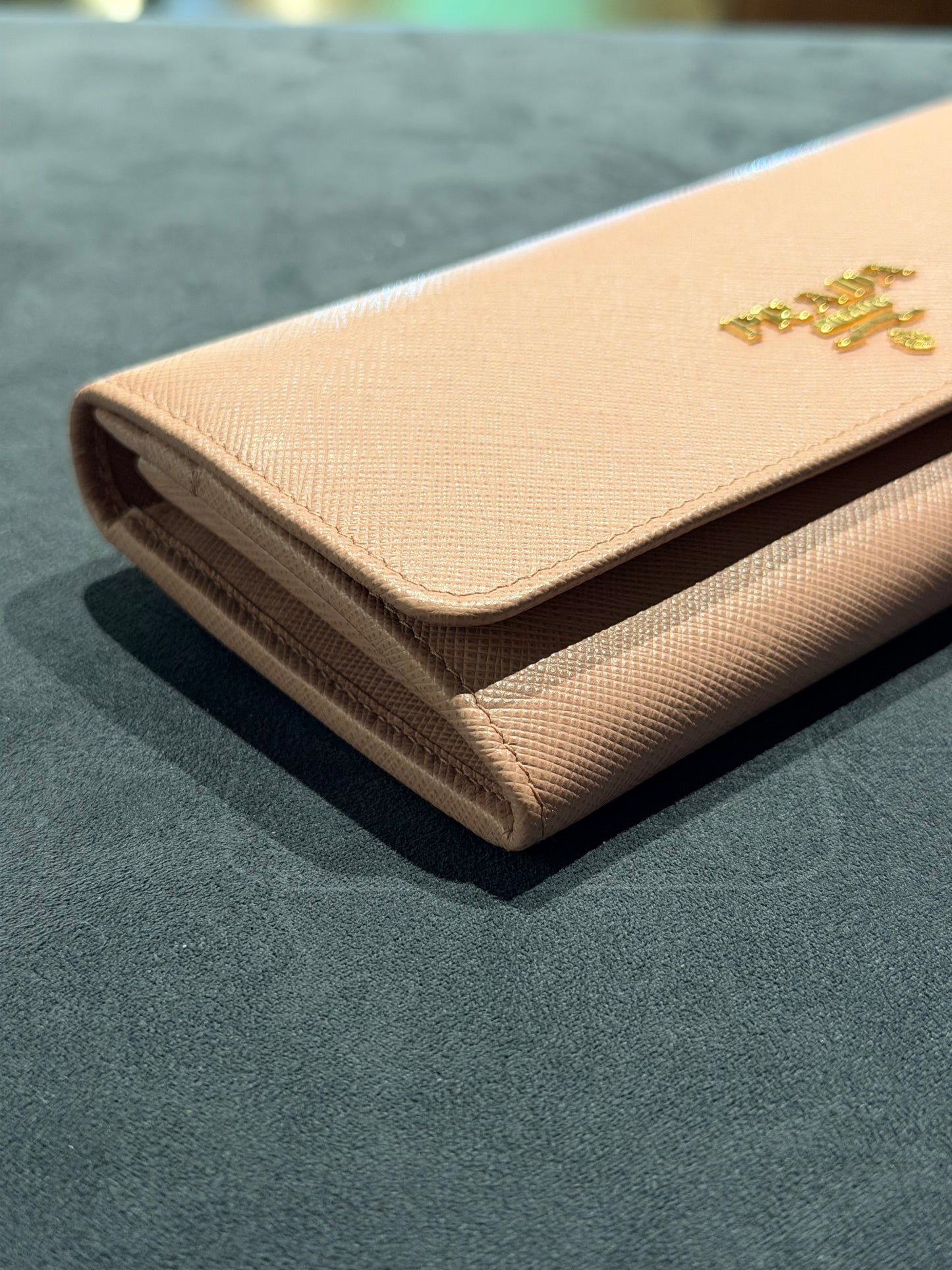 PRADA PINK SAFFIANO LONG FLAP WALLET