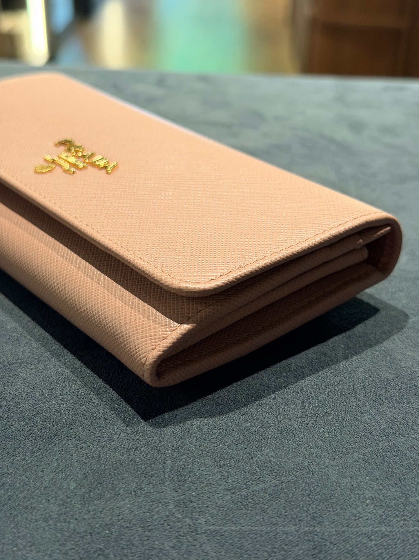 PRADA PINK SAFFIANO LONG FLAP WALLET