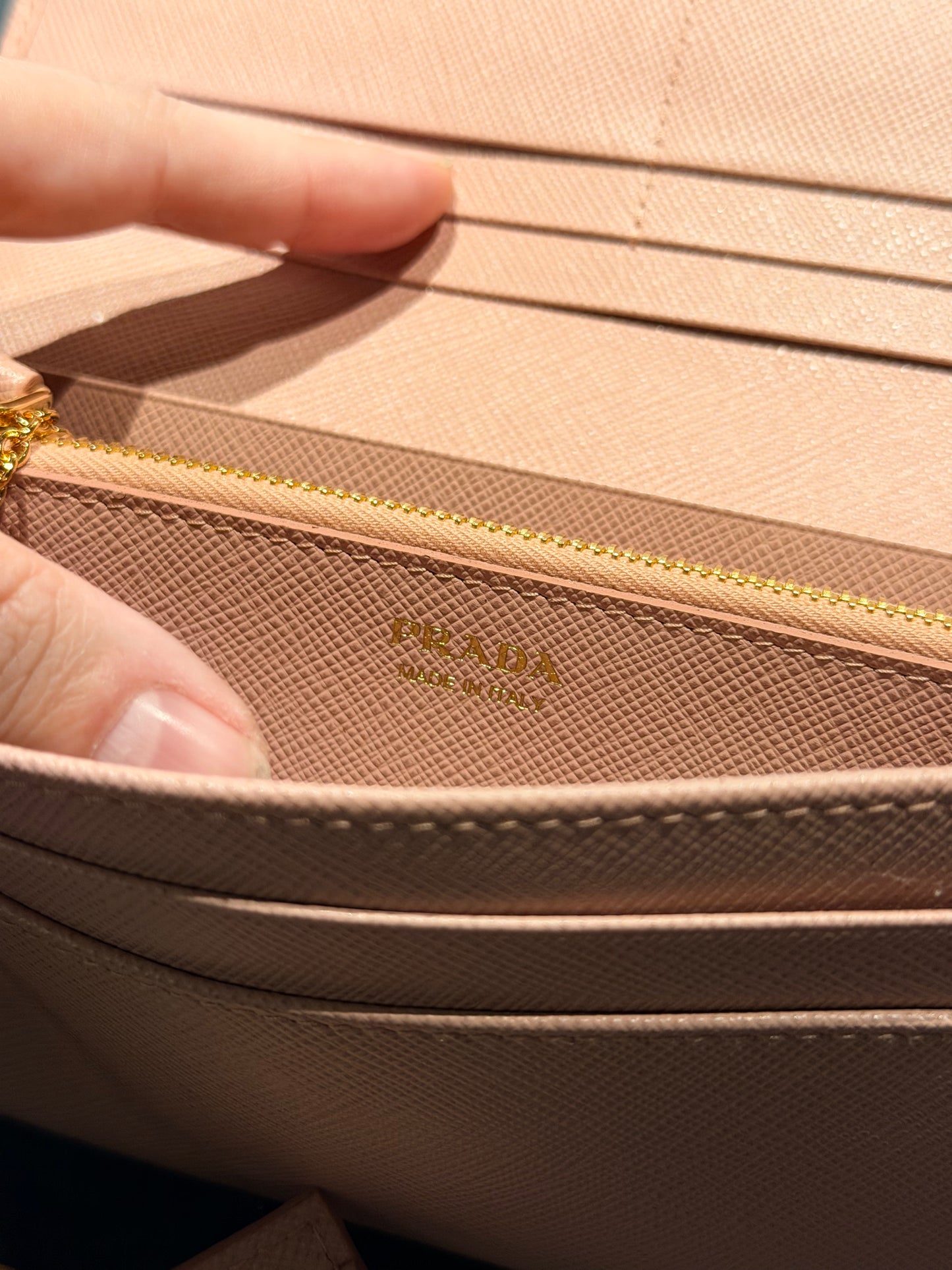 PRADA PINK SAFFIANO LONG FLAP WALLET