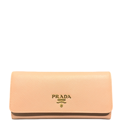 PRADA PINK SAFFIANO LONG FLAP WALLET