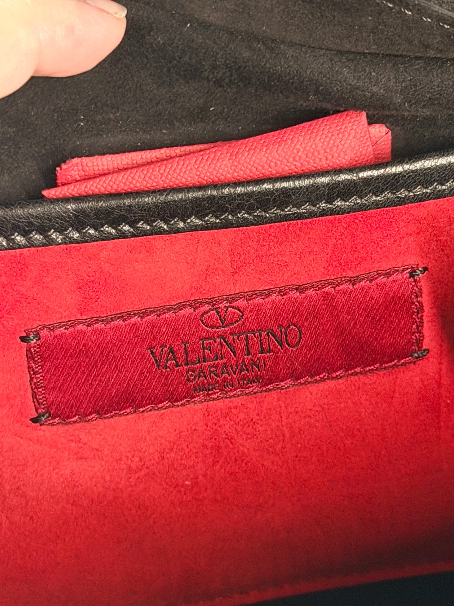 VALENTINO BLACK SPIKE SMALL CAMERA CROSSBODY BAG