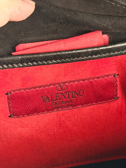 VALENTINO BLACK SPIKE SMALL CAMERA CROSSBODY BAG