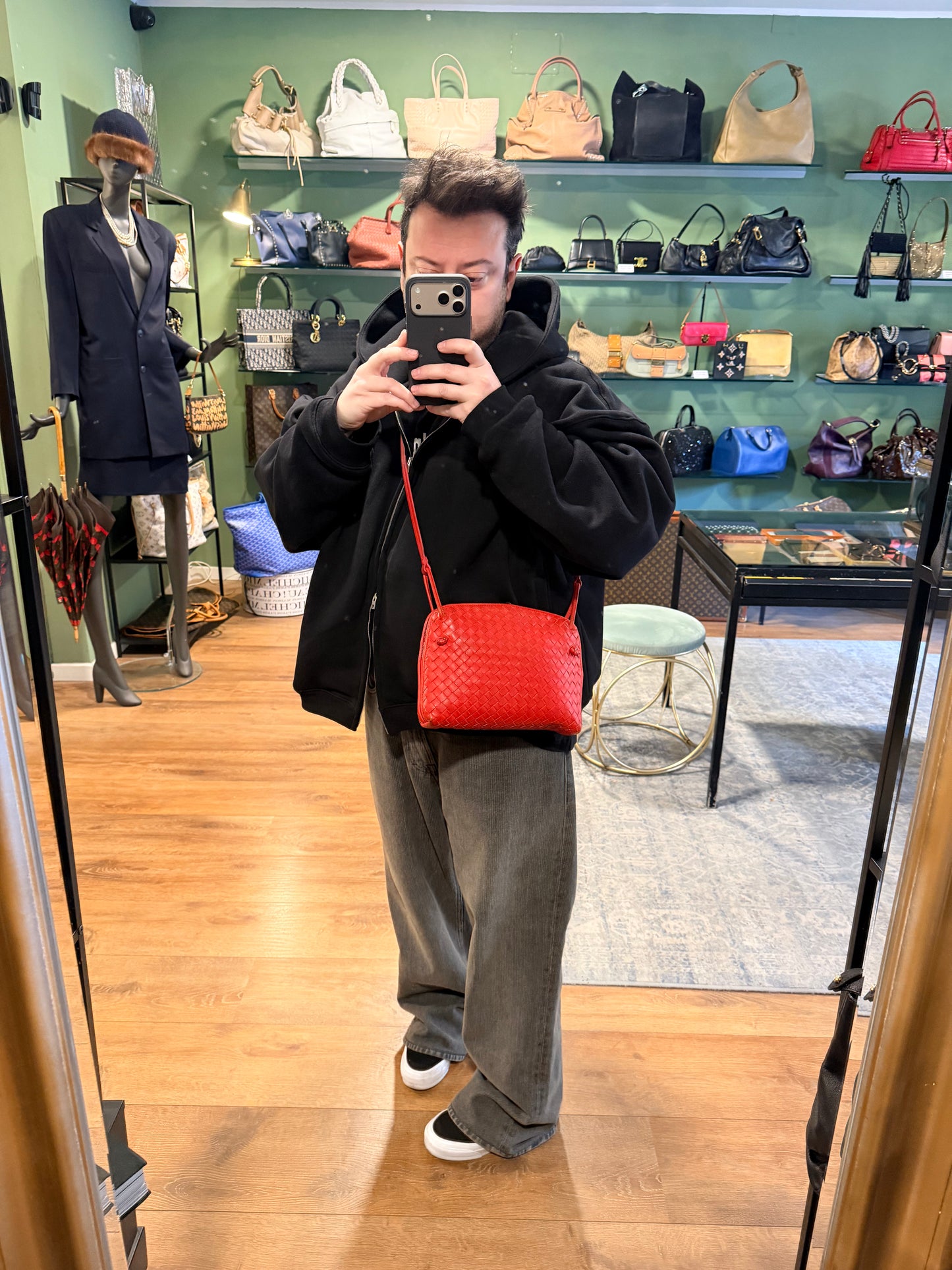 BOTTEGA VENETA ORANGE NODINI CROSSBODY BAG