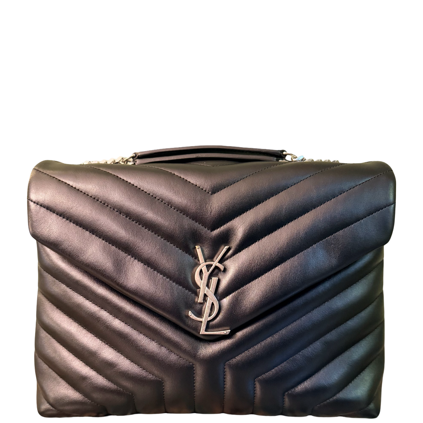 SAINT LAURENT BLACK MEDIUM LOU LOU SHOULDER BAG