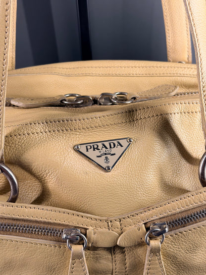 PRADA BUTTER YELLOW BOWLING SHOULDER BAG
