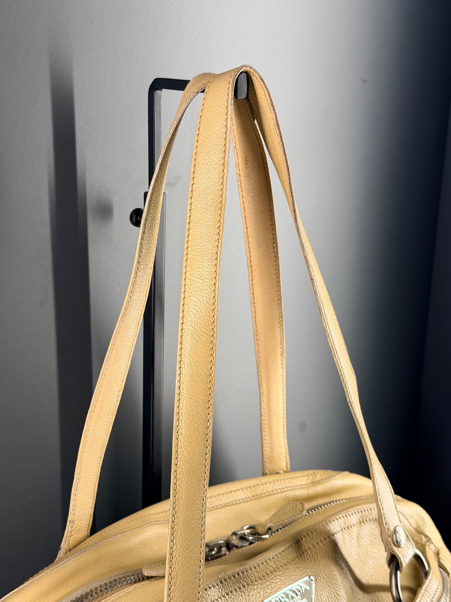 PRADA BUTTER YELLOW BOWLING SHOULDER BAG