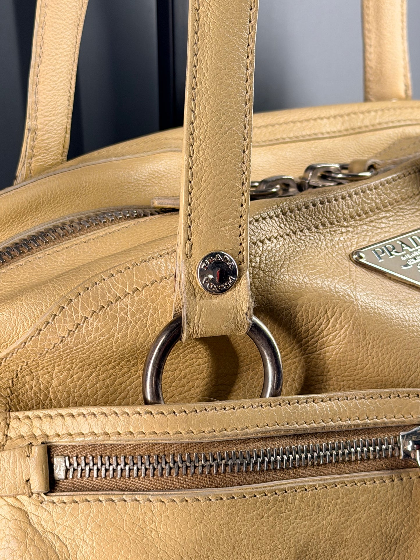 PRADA BUTTER YELLOW BOWLING SHOULDER BAG