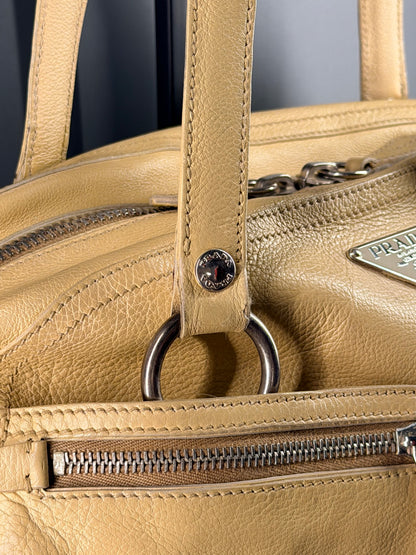 PRADA BUTTER YELLOW BOWLING SHOULDER BAG