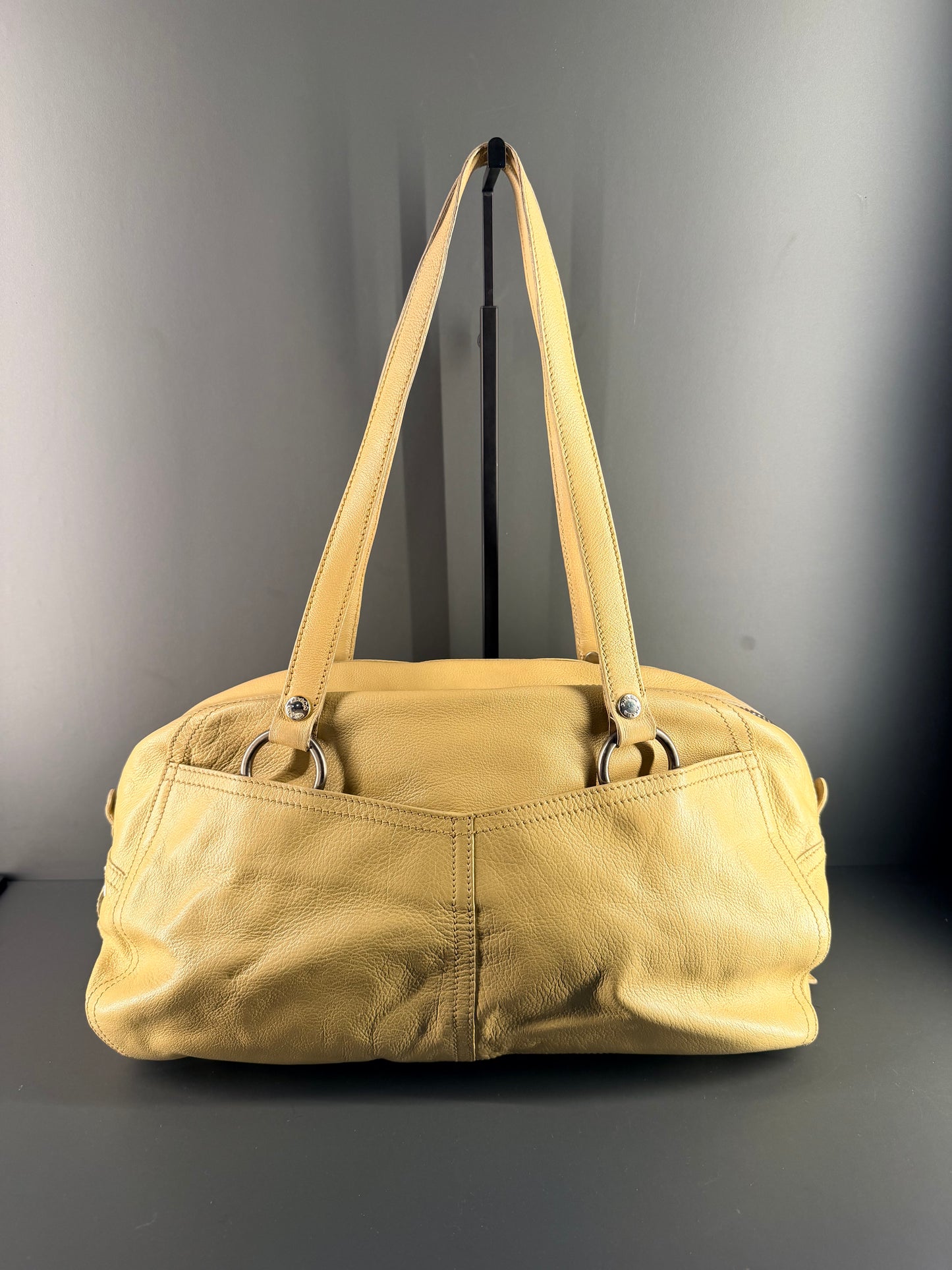 PRADA BUTTER YELLOW BOWLING SHOULDER BAG