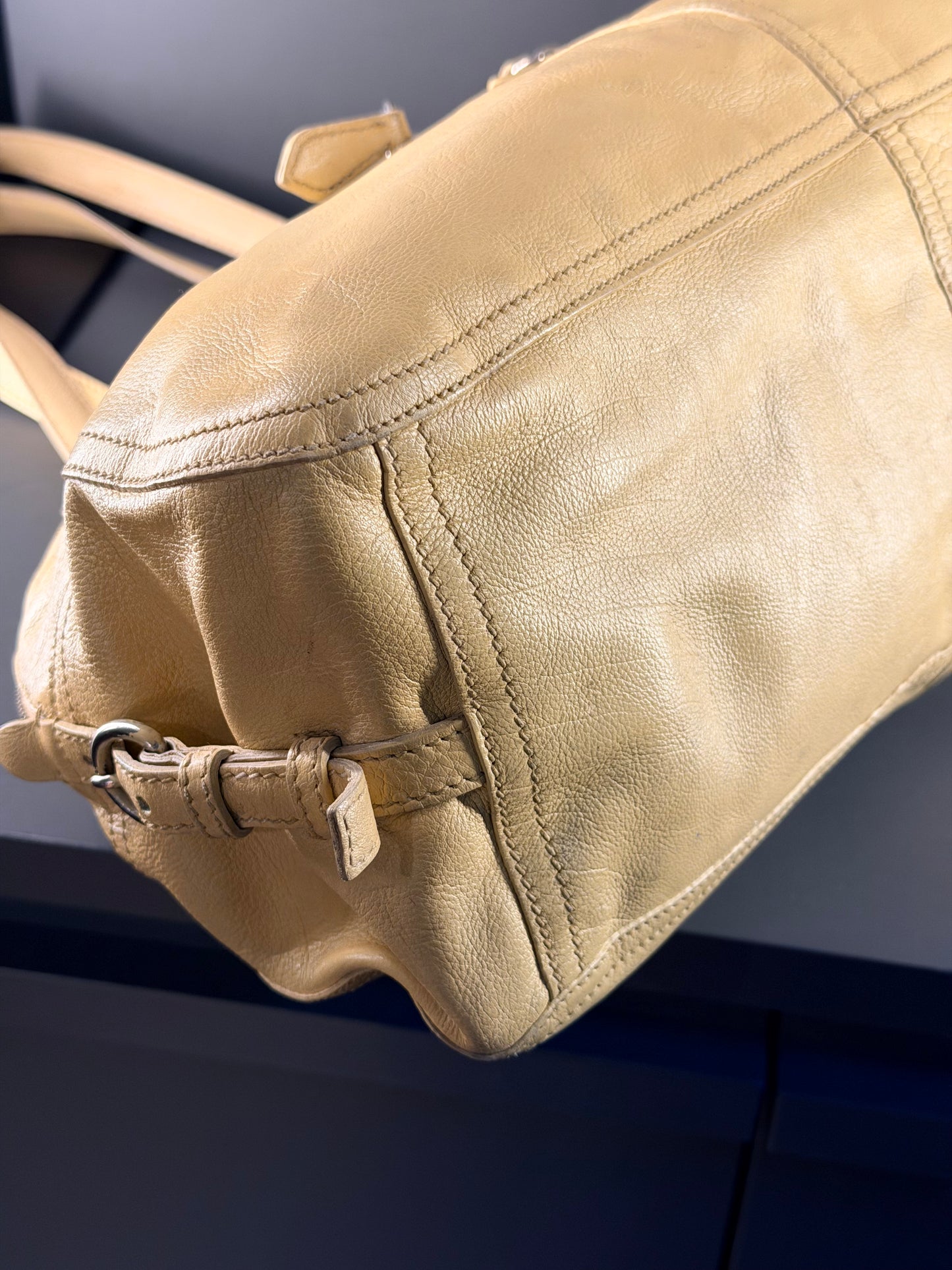 PRADA BUTTER YELLOW BOWLING SHOULDER BAG