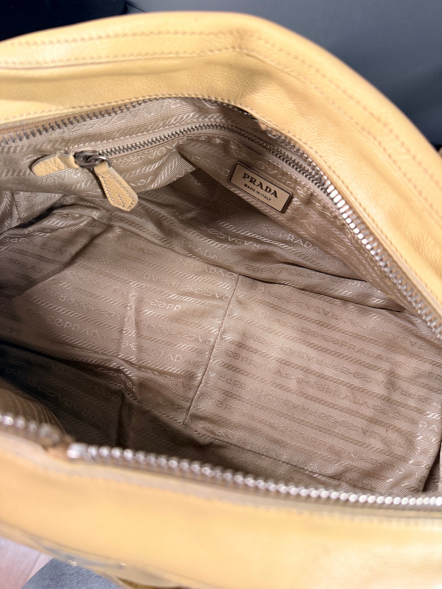 PRADA BUTTER YELLOW BOWLING SHOULDER BAG