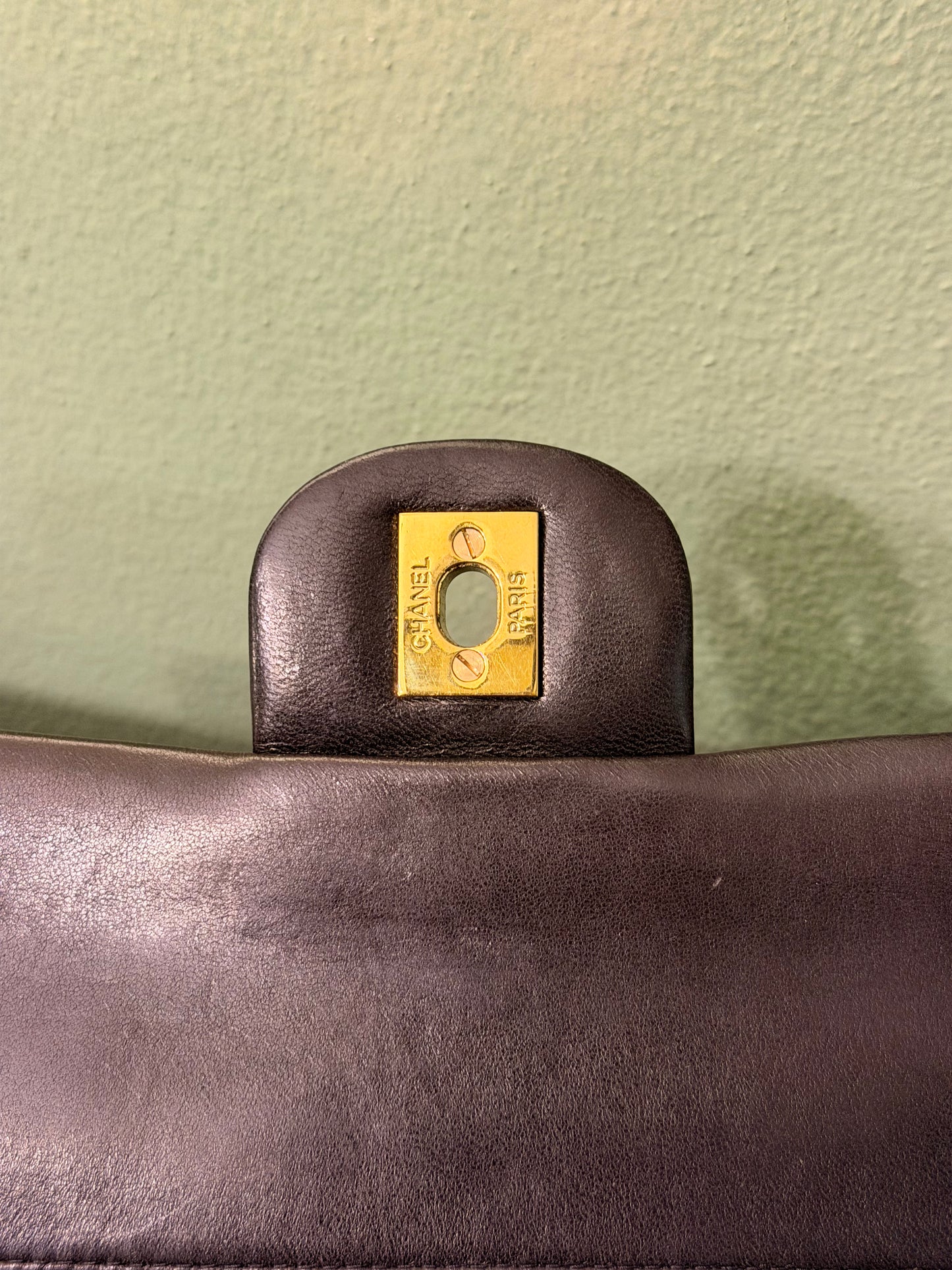 CHANEL BLACK LAMBSKIN TIMELESS MEDIUM CLASSIC DOUBLE FLAP SHOULDER BAG