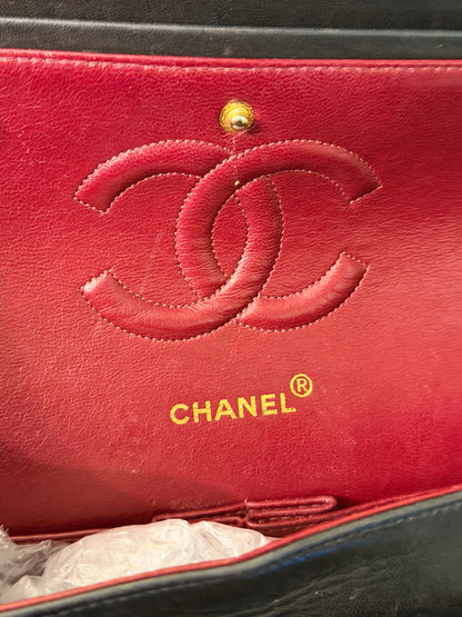 CHANEL BLACK LAMBSKIN TIMELESS MEDIUM CLASSIC DOUBLE FLAP SHOULDER BAG