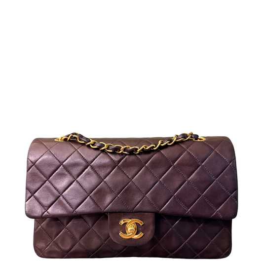 CHANEL BLACK LAMBSKIN TIMELESS MEDIUM CLASSIC DOUBLE FLAP SHOULDER BAG