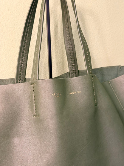 CÈLINE FOREST GREEN CABAS HANDBAG