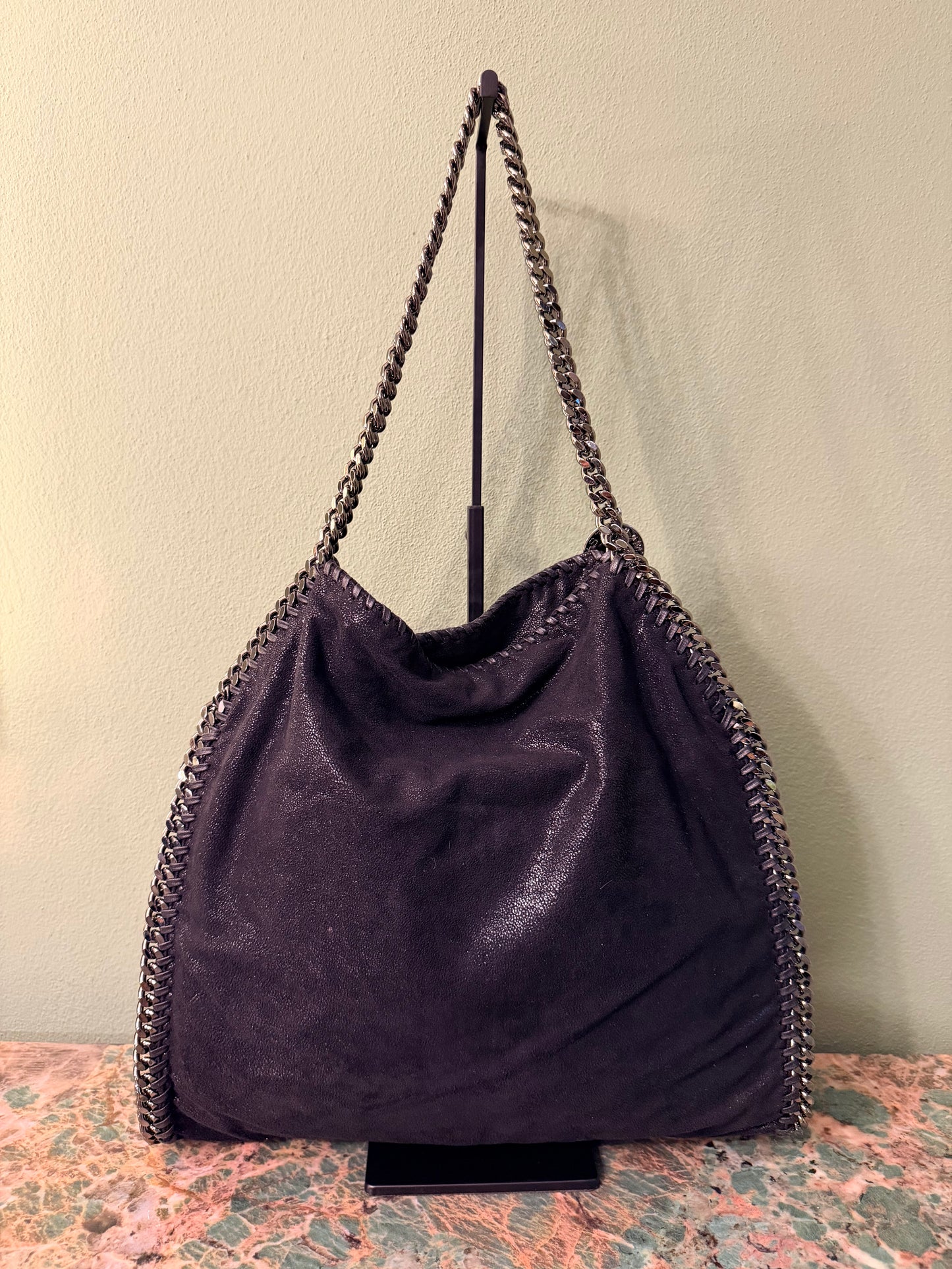 STELLA MCCARTNEY BLACK MEDIUM FALABELLA SHOULDER BAG