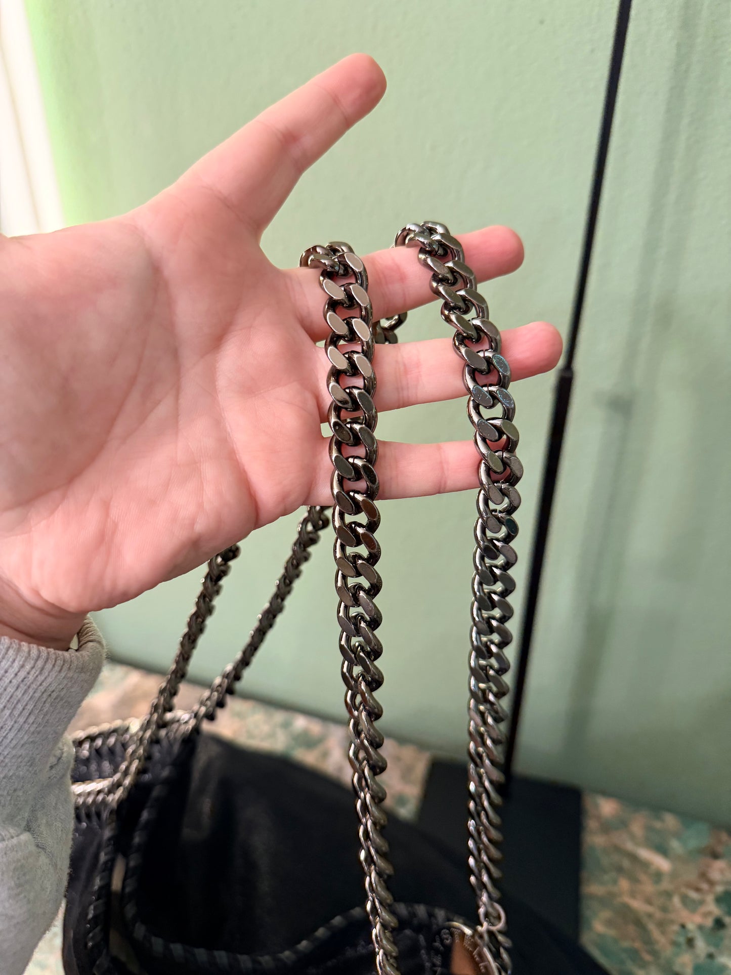 STELLA MCCARTNEY BLACK MEDIUM FALABELLA SHOULDER BAG