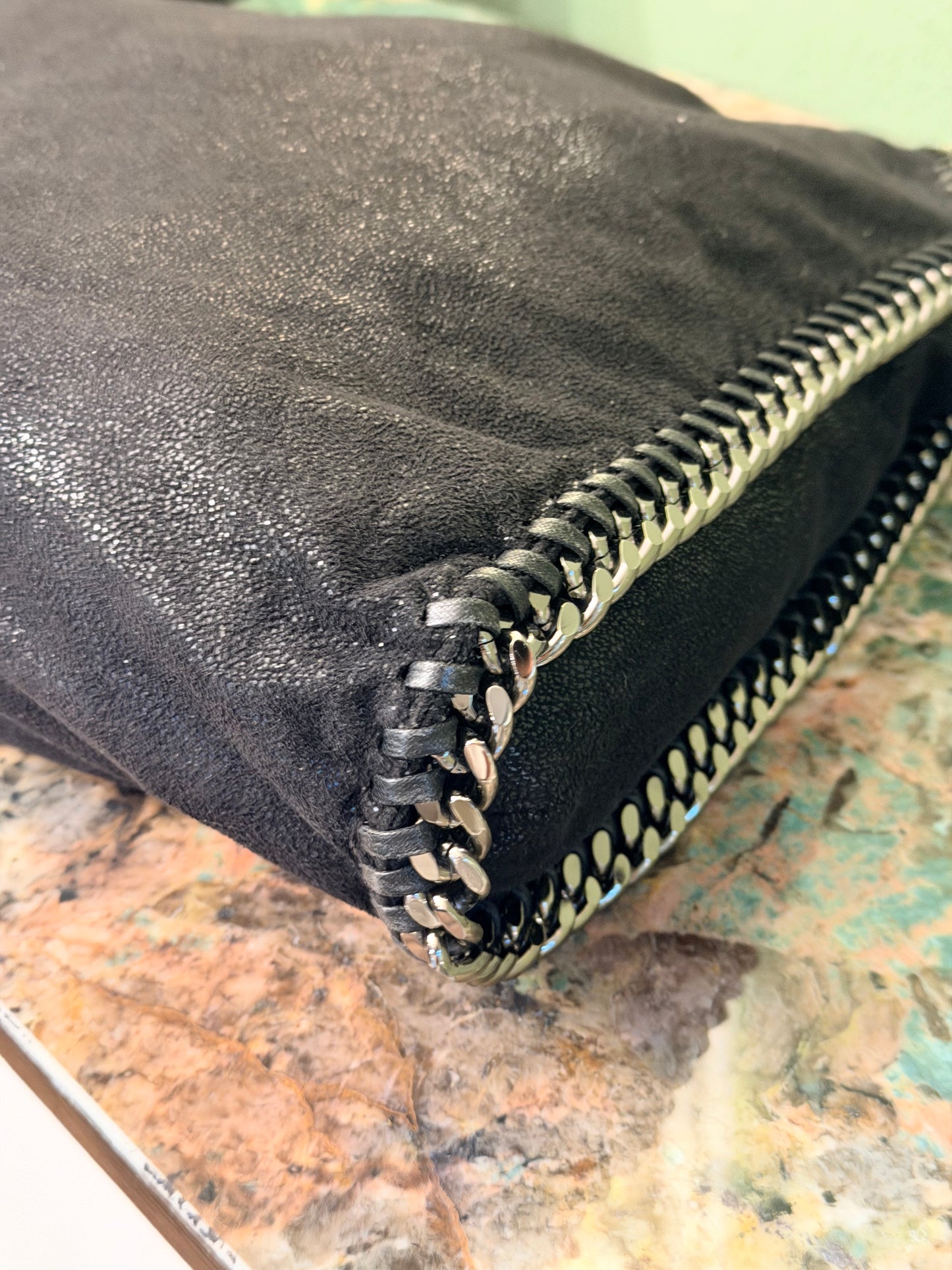 STELLA MCCARTNEY BLACK MEDIUM FALABELLA SHOULDER BAG