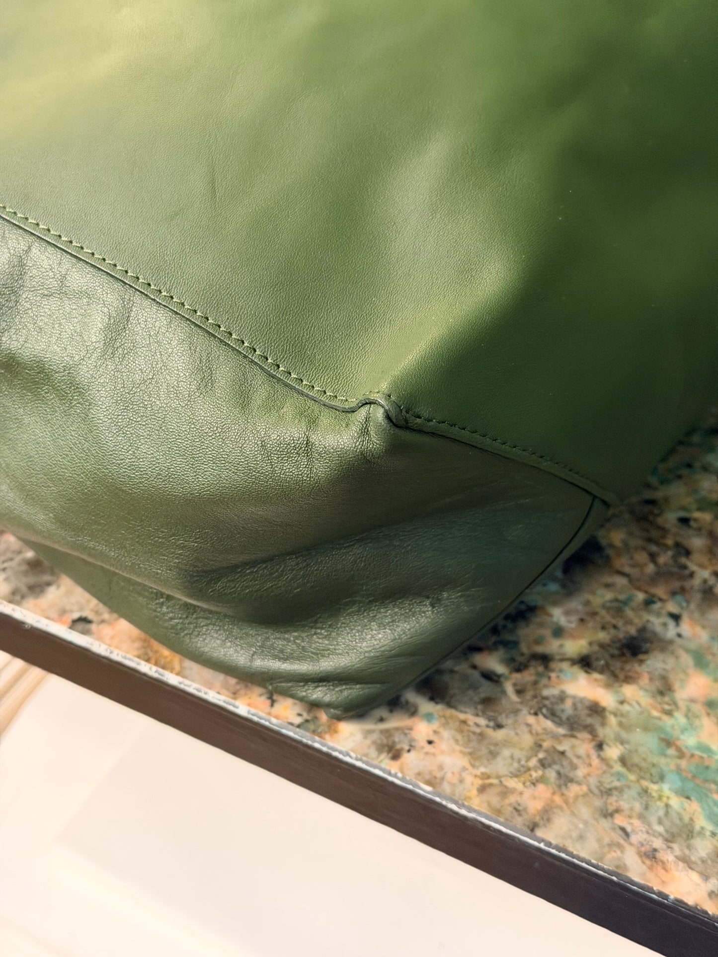 CÈLINE FOREST GREEN CABAS HANDBAG