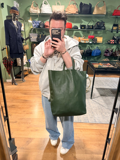 CÈLINE FOREST GREEN CABAS HANDBAG