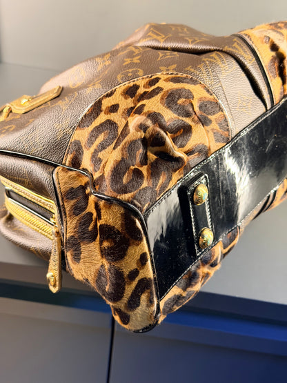 STEPHEN SPROUSE x LOUIS VUITTON ADELE MONOGRAM LEOPARD LIZARD TRIM PM HANDBAG