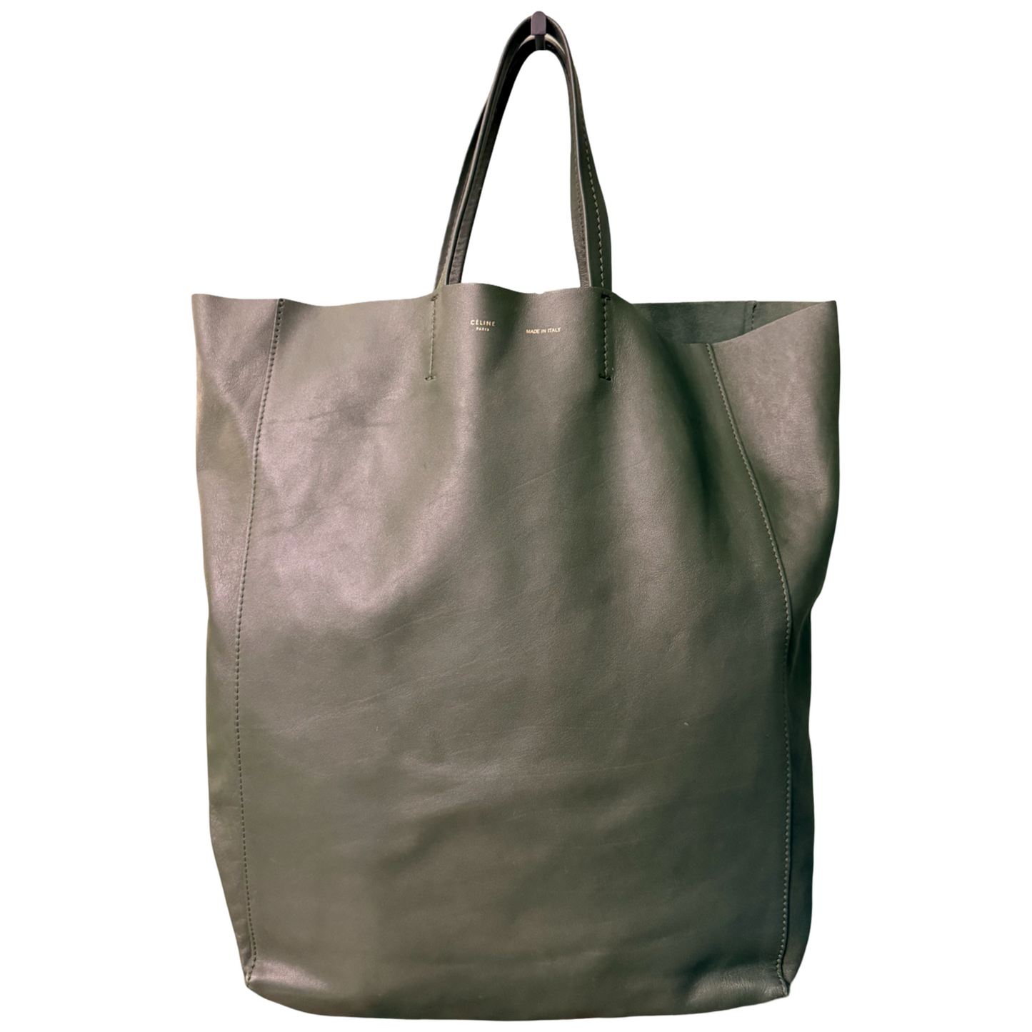 CÈLINE FOREST GREEN CABAS HANDBAG