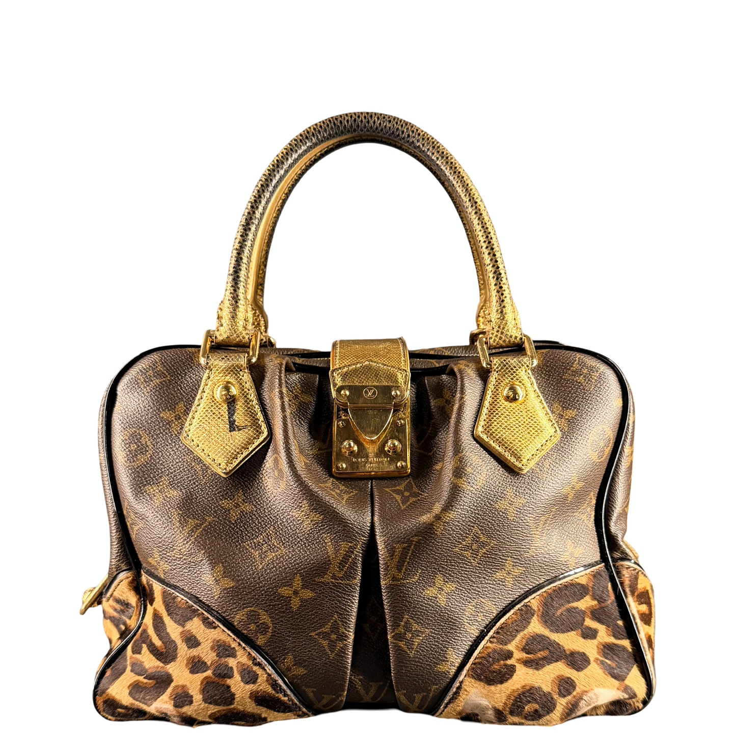 STEPHEN SPROUSE x LOUIS VUITTON ADELE MONOGRAM LEOPARD LIZARD TRIM PM HANDBAG