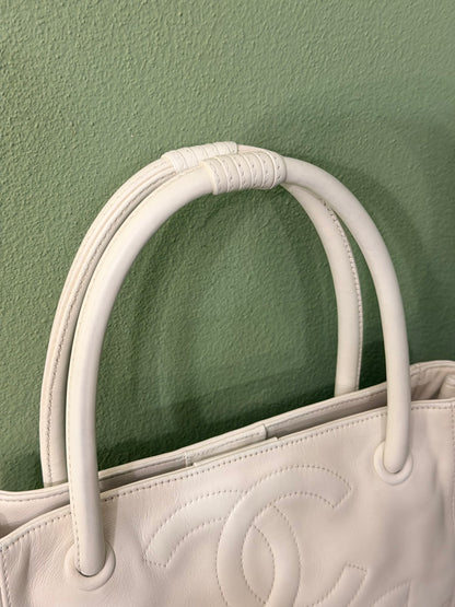 CHANEL WHITE TRIPLE CC SMALL TOTE BAG
