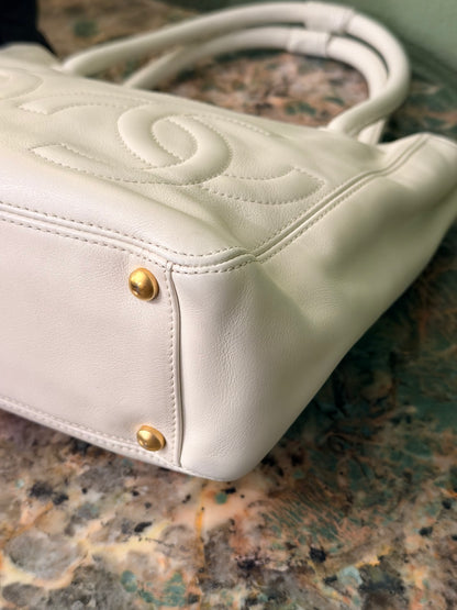 CHANEL WHITE TRIPLE CC SMALL TOTE BAG
