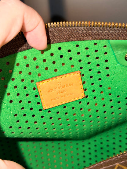 LOUIS VUITTON GREEN PERFORATED MONOGRAM SPEEDY 30 BOSTON BAG
